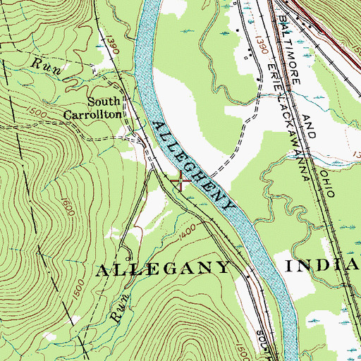 Topographic Map of Carrollton Run, NY
