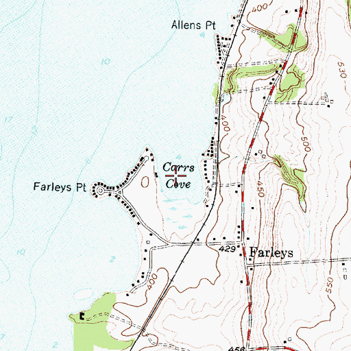 Topographic Map of Carrs Cove, NY