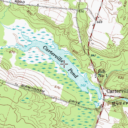 Topographic Map of Carterville Pond, NY
