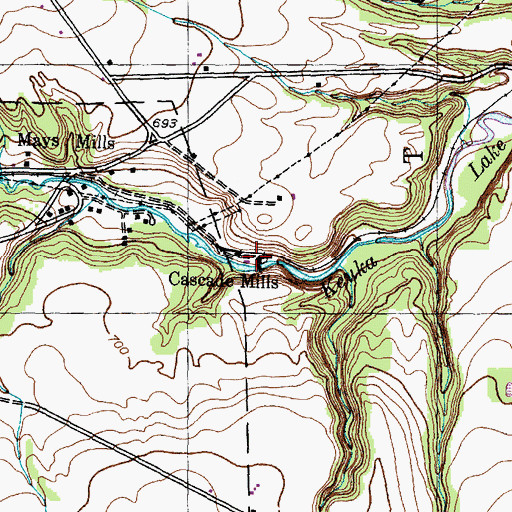 Topographic Map of Cascade Mills, NY