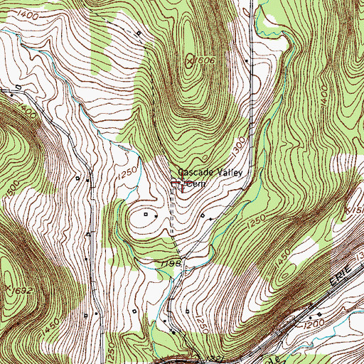 Topographic Map of Cascade Valley Cemetery, NY