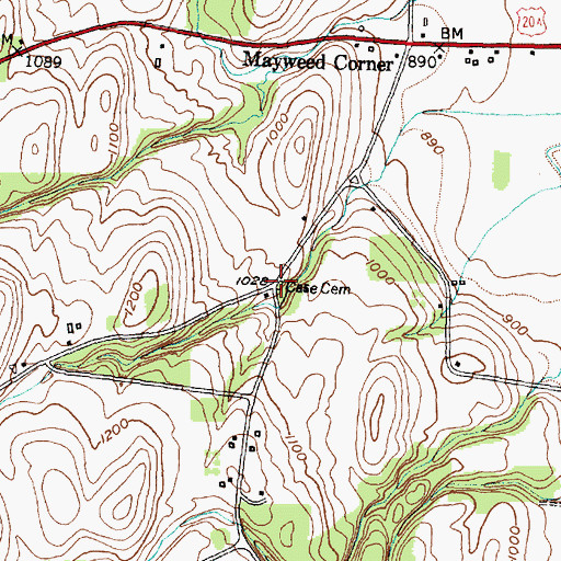 Topographic Map of Case Cemetery, NY