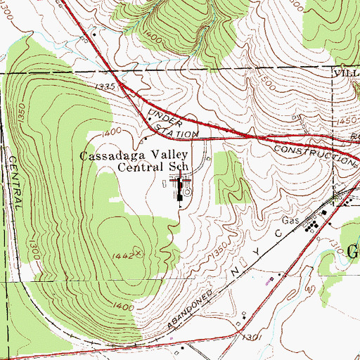 Topographic Map of Cassadaga Valley Central School, NY