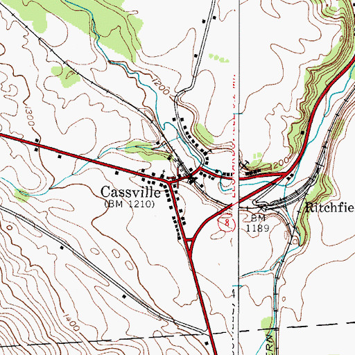 Topographic Map of Cassville, NY