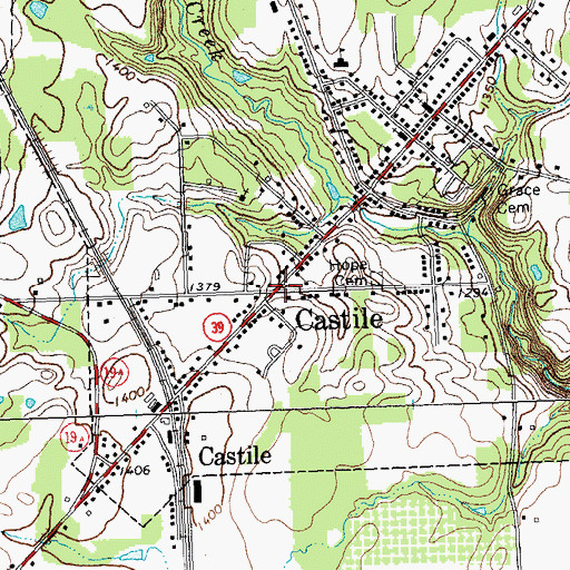 Topographic Map of Castile, NY
