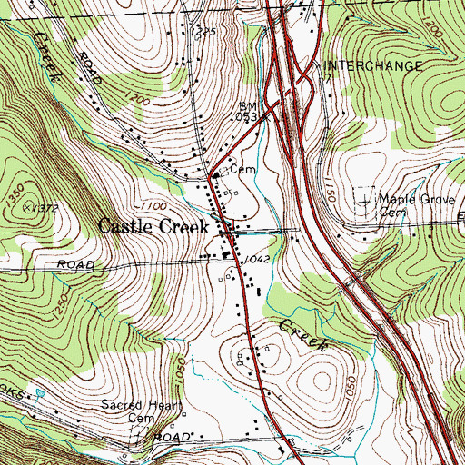 Topographic Map of Castle Creek, NY