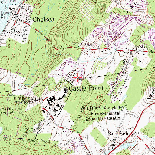 Topographic Map of Castle Point, NY