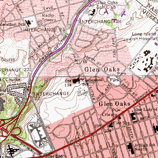 Topographic Map of Public School Q186 Castlewood, NY