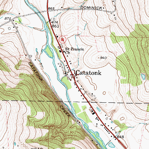 Topographic Map of Catatonk, NY