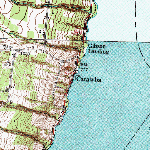 Topographic Map of Catawba, NY