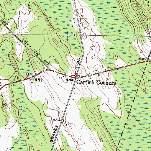 Topographic Map of Catfish Corners, NY