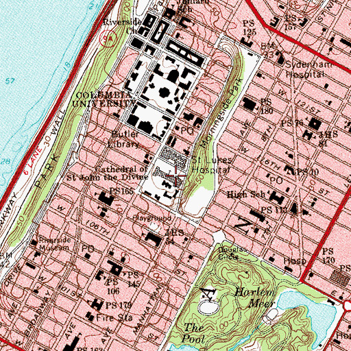Topographic Map of Cathedral of Saint John the Divine, NY