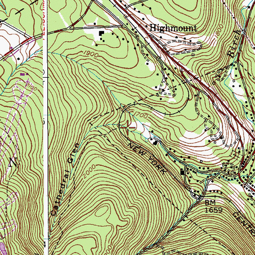 Topographic Map of Cathedral Glen, NY
