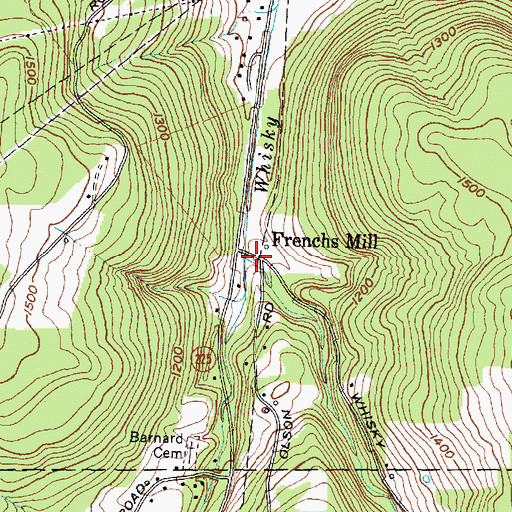Topographic Map of Caton Creek, NY