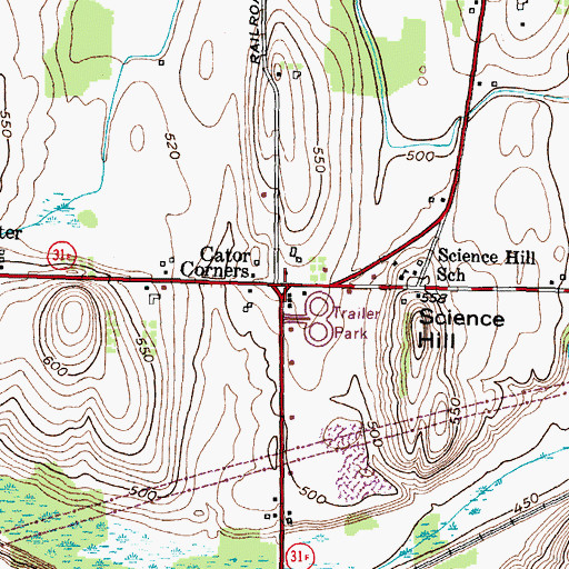 Topographic Map of Cator Corners, NY