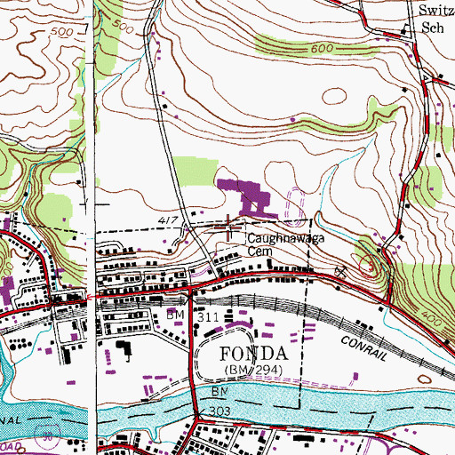 Topographic Map of Caughnawaga Cemetery, NY