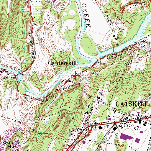 Topographic Map of Cauterskill, NY