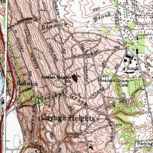 Topographic Map of Cayuga Heights Elementary School, NY