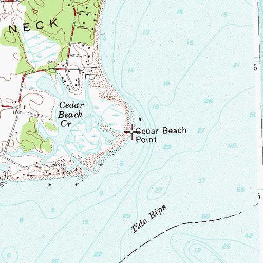 Topographic Map of Cedar Beach Point, NY