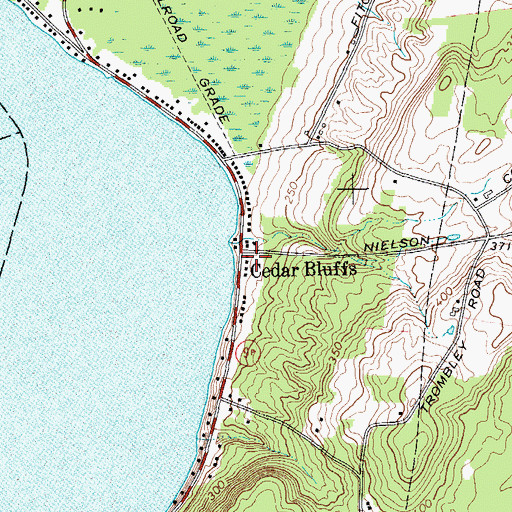 Topographic Map of Cedar Bluffs, NY