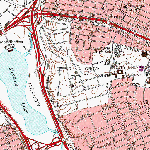 Topographic Map of Cedar Grove Cemetery, NY
