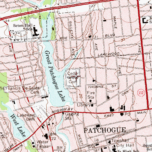 Topographic Map of Cedar Grove Cemetery, NY
