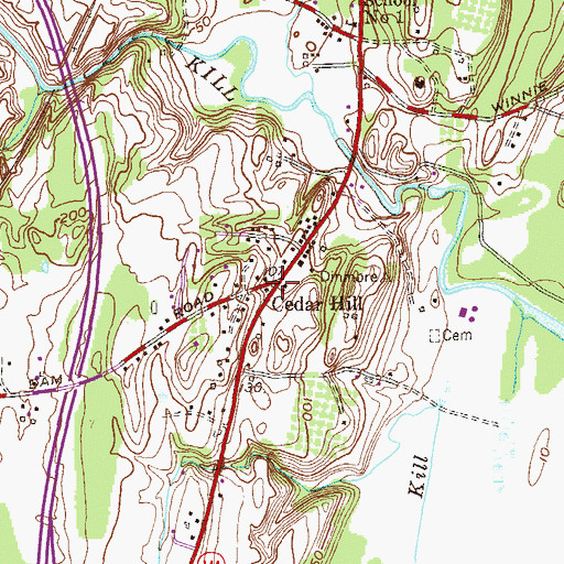 Topographic Map of Cedar Hill, NY