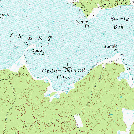 Topographic Map of Cedar Island Cove, NY