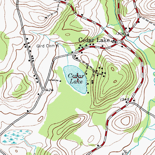 Topographic Map of Cedar Lake, NY