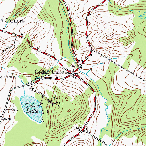 Topographic Map of Cedar Lake, NY