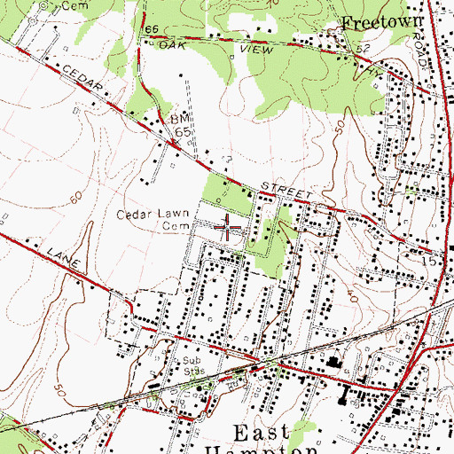 Topographic Map of Cedar Lawn Cemetery, NY