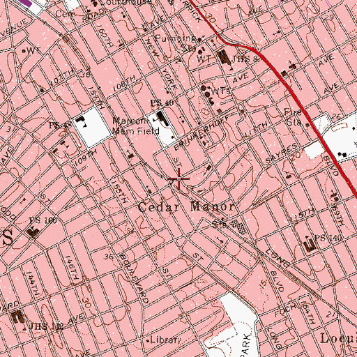 Topographic Map of Cedar Manor, NY
