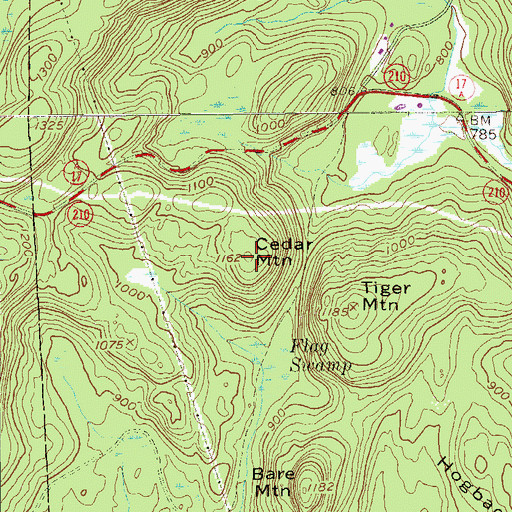 Topographic Map of Cedar Mountain, NY