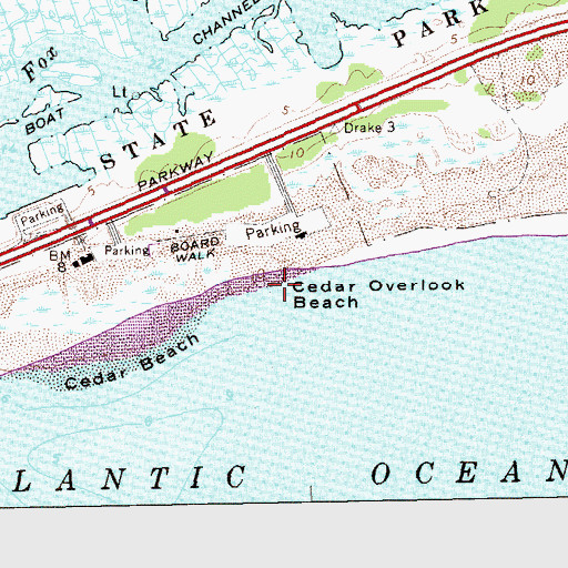 Topographic Map of Cedar Overlook Beach, NY