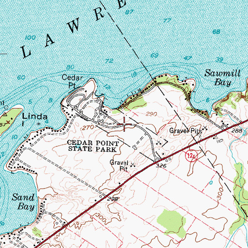 Topographic Map of Cedar Point State Park, NY