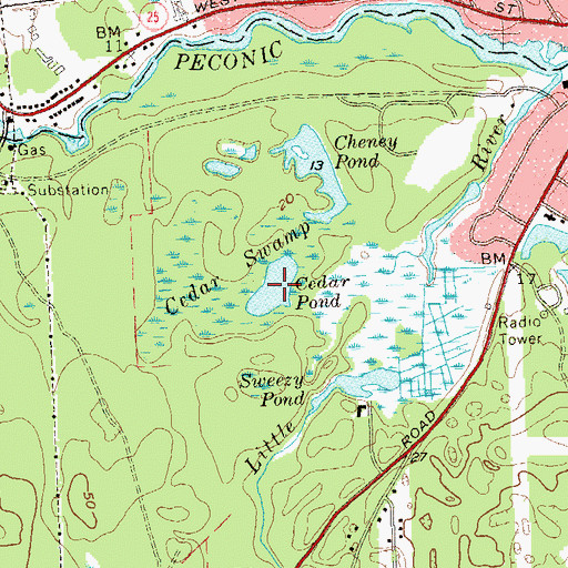Topographic Map of Cedar Pond, NY