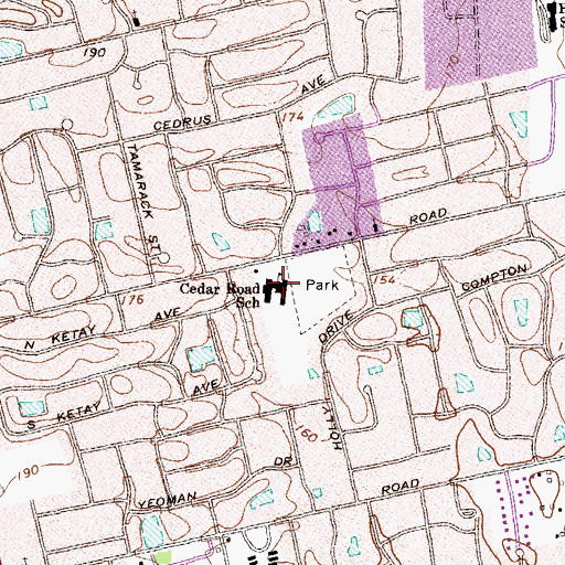 Topographic Map of Cedar Road School, NY