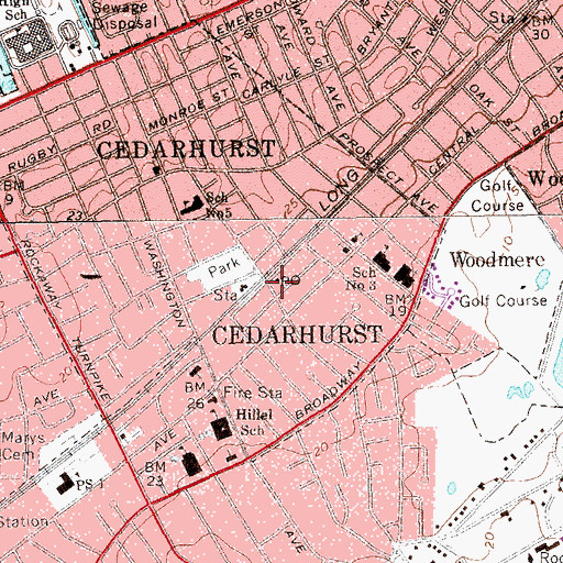 Topographic Map of Cedarhurst, NY