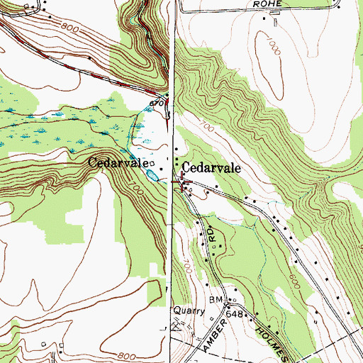 Topographic Map of Cedarvale, NY