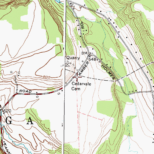 Topographic Map of Cedarvale Cemetery, NY