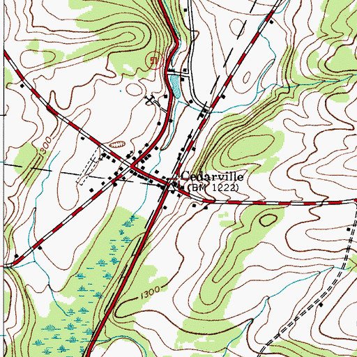 Topographic Map of Cedarville, NY