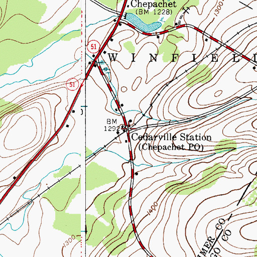 Topographic Map of Cedarville Station, NY
