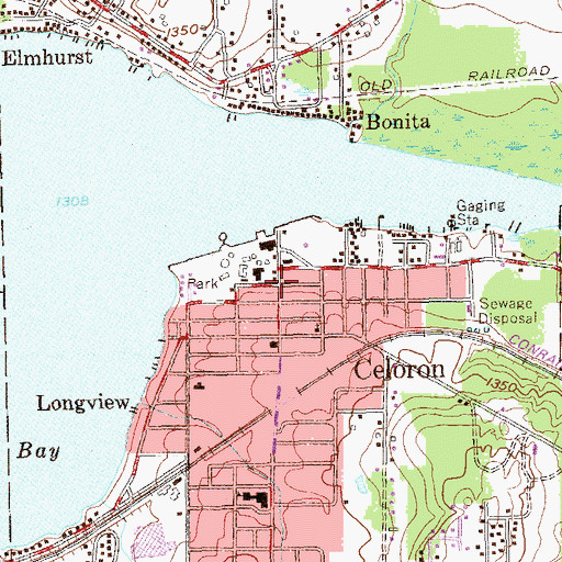 Topographic Map of Celoron, NY