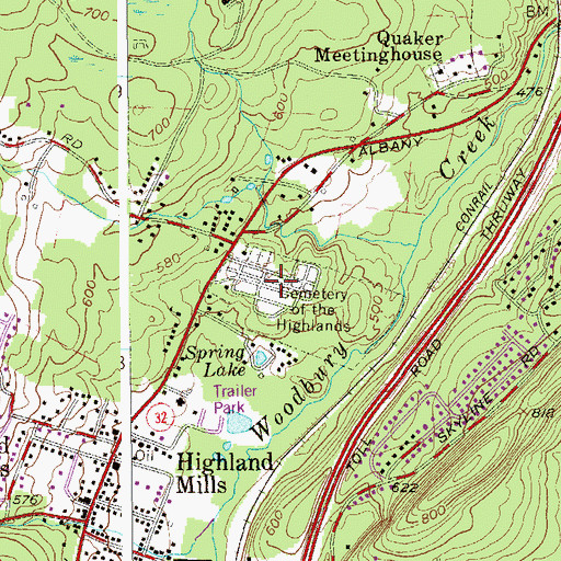 Topographic Map of Cemetery of the Highlands, NY