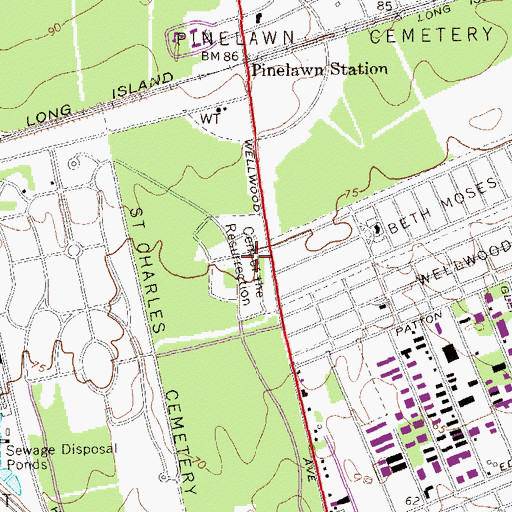Topographic Map of Cemetery of the Resurrection, NY