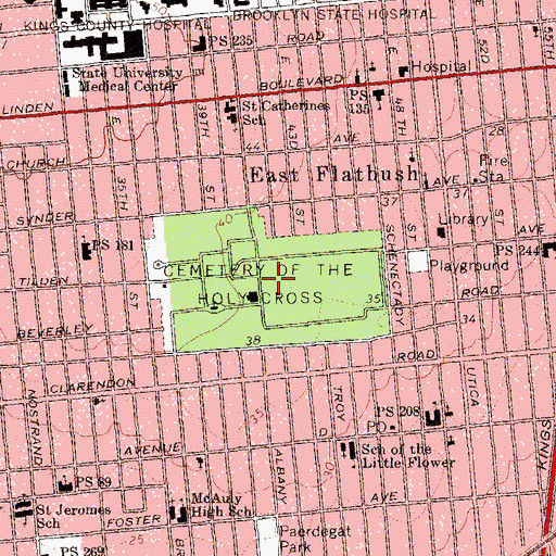 Topographic Map of Cemetery of the Holy Cross, NY