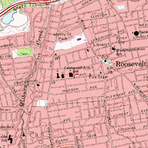 Topographic Map of Centennial Avenue School, NY