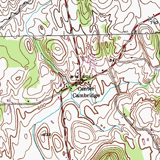 Topographic Map of Center Cambridge, NY