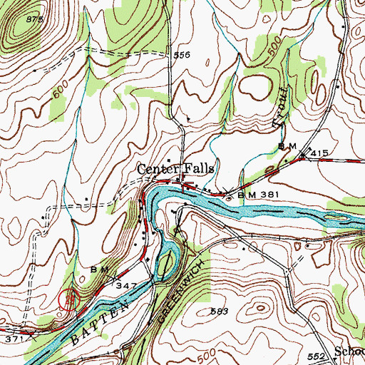 Topographic Map of Center Falls, NY