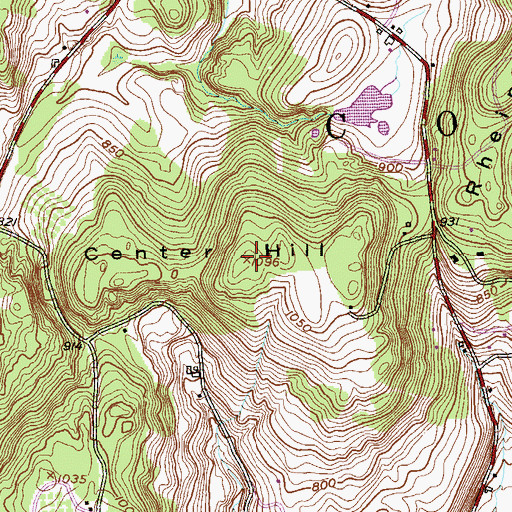 Topographic Map of Center Hill, NY